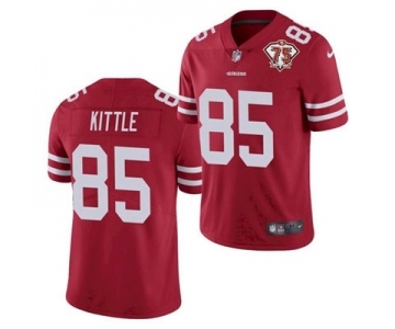 Men's San Francisco 49ers #85 George Kittle Red 2021 75th Anniversary Vapor Untouchable Limited Stitched Football Jersey