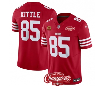 Men's San Francisco 49ers #85 George Kittle Red 2023 F.U.S.E. With 4-star C Ptach And NFC West Champions Patch Football Stitched Jersey