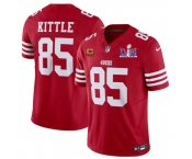 Men's San Francisco 49ers #85 George Kittle Red 2024 F.U.S.E. Super Bowl LVIII Patch And 4-star C Patch Vapor Untouchable Limited Football Stitched Jersey