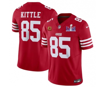 Men's San Francisco 49ers #85 George Kittle Red 2024 F.U.S.E. Super Bowl LVIII Patch And 4-star C Patch Vapor Untouchable Limited Football Stitched Jersey