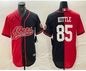 Men's San Francisco 49ers #85 George Kittle Red Black Two Tone Cool Base Stitched Baseball Jersey