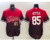 Men's San Francisco 49ers #85 George Kittle Red Black With Patch Cool Base Stitched Baseball Jerseys