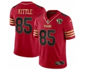 Men's San Francisco 49ers #85 George Kittle Red Gold With 75th Anniversary Patch Football Stitched Jersey