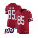 Men's San Francisco 49ers #85 George Kittle Red Team Color Vapor Untouchable Limited Player 100th Season Football Jersey