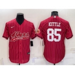 Men's San Francisco 49ers #85 George Kittle Red With Patch Cool Base Stitched Baseball Jersey