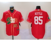 Men's San Francisco 49ers #85 George Kittle Red With Patch Cool Base Stitched Baseball Jersey