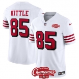 Men's San Francisco 49ers #85 George Kittle White 2023 F.U.S.E. NFC West Champions Patch Alternate Football Stitched Jersey