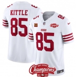 Men's San Francisco 49ers #85 George Kittle White 2023 F.U.S.E. With 4-star C Ptach And NFC West Champions Patch Football Stitched Jersey