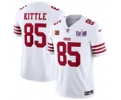 Men's San Francisco 49ers #85 George Kittle White 2024 F.U.S.E. Super Bowl LVIII Patch And 4-star C Patch Vapor Untouchable Limited Football Stitched Jerse