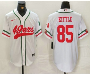 Men's San Francisco 49ers #85 George Kittle White Mexico Cool Base Stitched Baseball Jersey