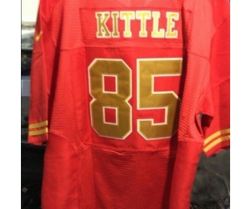 Men's San Francisco 49ers #85 George Kittle red gold Jersey