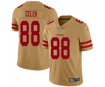 Men's San Francisco 49ers #88 Garrett Celek Limited Gold Inverted Legend Football Jersey