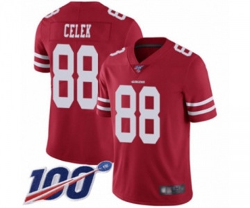 Men's San Francisco 49ers #88 Garrett Celek Red Team Color Vapor Untouchable Limited Player 100th Season Football Jersey