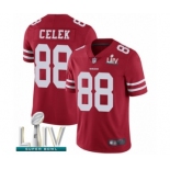 Men's San Francisco 49ers #88 Garrett Celek Red Team Color Vapor Untouchable Limited Player Super Bowl LIV Bound Football Jersey