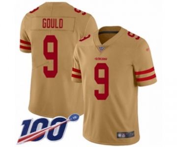 Men's San Francisco 49ers #9 Robbie Gould Limited Gold Inverted Legend 100th Season Football Jersey