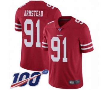 Men's San Francisco 49ers #91 Arik Armstead Red Team Color Vapor Untouchable Limited Player 100th Season Football Jersey