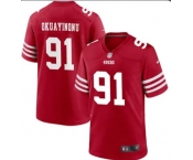 Mens San Francisco 49ers #91 Sam Okuayinonu Red Vapor Untouchable Limited Stitched Football Jersey