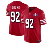 Men's San Francisco 49ers #92 Chase Young New Red 2024 F.U.S.E. Super Bowl LVIII Patch Vapor Untouchable Limited Football Stitched Jersey