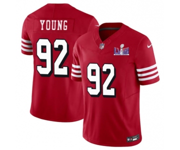 Men's San Francisco 49ers #92 Chase Young New Red 2024 F.U.S.E. Super Bowl LVIII Patch Vapor Untouchable Limited Football Stitched Jersey