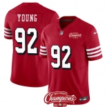 Men's San Francisco 49ers #92 Chase Young Red 2023 F.U.S.E. NFC West Champions Patch Alternate Football Stitched Jersey