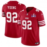 Men's San Francisco 49ers #92 Chase Young Red 2024 F.U.S.E. Super Bowl LVIII Patch Vapor Untouchable Limited Football Stitched Jersey