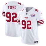 Men's San Francisco 49ers #92 Chase Young White 2024 F.U.S.E. Super Bowl LVIII Patch Vapor Untouchable Limited Football Stitched Jersey