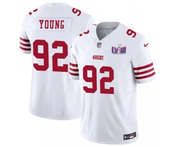 Men's San Francisco 49ers #92 Chase Young White 2024 F.U.S.E. Super Bowl LVIII Patch Vapor Untouchable Limited Football Stitched Jersey