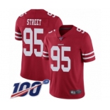 Men's San Francisco 49ers #95 Kentavius Street Red Team Color Vapor Untouchable Limited Player 100th Season Football Jersey