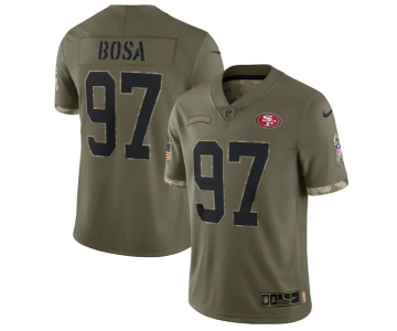 Men's San Francisco 49ers #97 Nick Bosa 2022 Olive Salute To Service Limited Stitched Jersey