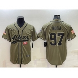 Men's San Francisco 49ers #97 Nick Bosa 2022 Olive Salute to Service Cool Base Stitched Baseball Jersey