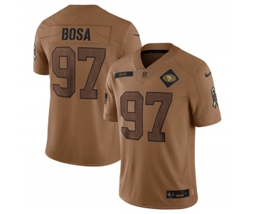 Men's San Francisco 49ers #97 Nick Bosa 2023 Brown Salute To Service Limited Football Stitched Jersey