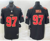 Men's San Francisco 49ers #97 Nick Bosa Black Red Fashion Vapor Limited Stitched Jersey