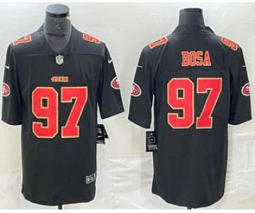 Men's San Francisco 49ers #97 Nick Bosa Black Red Fashion Vapor Limited Stitched Jersey