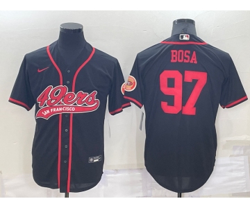 Men's San Francisco 49ers #97 Nick Bosa Black Stitched Cool Base Nike Baseball Jersey