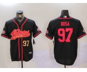 Men's San Francisco 49ers #97 Nick Bosa Black With Patch Cool Base Stitched Baseball Jersey