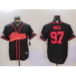 Men's San Francisco 49ers #97 Nick Bosa Black With Patch Cool Base Stitched Baseball Jerseys