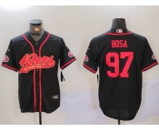 Men's San Francisco 49ers #97 Nick Bosa Black With Patch Cool Base Stitched Baseball Jerseys