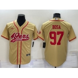 Men's San Francisco 49ers #97 Nick Bosa Gold Stitched Cool Base Nike Baseball Jersey