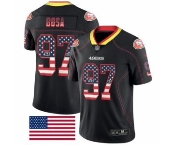 Men's San Francisco 49ers #97 Nick Bosa Limited Black Rush USA Flag Football Jersey