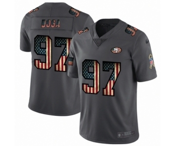 Men's San Francisco 49ers #97 Nick Bosa Limited Black USA Flag 2019 Salute To Service Football Jersey