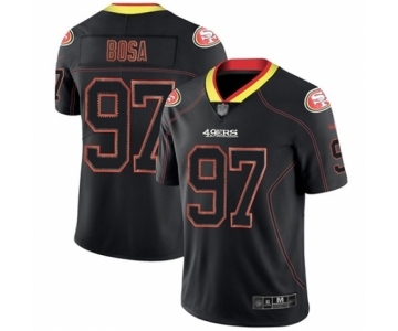 Men's San Francisco 49ers #97 Nick Bosa Limited Lights Out Black Rush Football Jersey