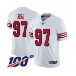 Men's San Francisco 49ers #97 Nick Bosa Limited White Rush Vapor Untouchable 100th Season Football Jersey