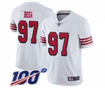 Men's San Francisco 49ers #97 Nick Bosa Limited White Rush Vapor Untouchable 100th Season Football Jersey