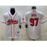 Men's San Francisco 49ers #97 Nick Bosa New White With Patch Cool Base Stitched Baseball Jersey