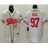 Men's San Francisco 49ers #97 Nick Bosa Number White Mexico Cool Base Stitched Baseball Jersey