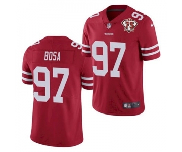 Men's San Francisco 49ers #97 Nick Bosa Red 2021 75th Anniversary Vapor Untouchable Limited Stitched Football Jersey