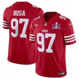 Men's San Francisco 49ers #97 Nick Bosa Red 2024 F.U.S.E. Super Bowl LVIII Patch And 2-star C Patch Vapor Untouchable Limited Football Stitched Jersey