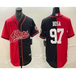 Men's San Francisco 49ers #97 Nick Bosa Red Black Two Tone Cool Base Stitched Baseball Jersey