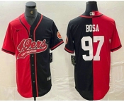 Men's San Francisco 49ers #97 Nick Bosa Red Black Two Tone Cool Base Stitched Baseball Jersey