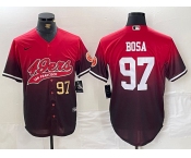 Men's San Francisco 49ers #97 Nick Bosa Red Black With Patch Cool Base Baseball Stitched Jerseys